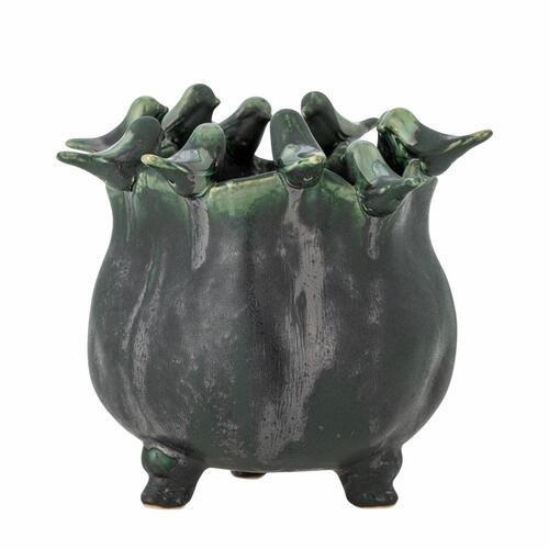 Žalias vazonas su paukščiais