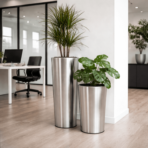 Aukštas apvalus metalinis vazonas