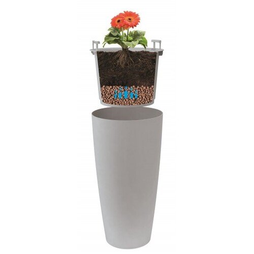 Ø38x85cm vazonas su išimamu konteineriu, baltas 2