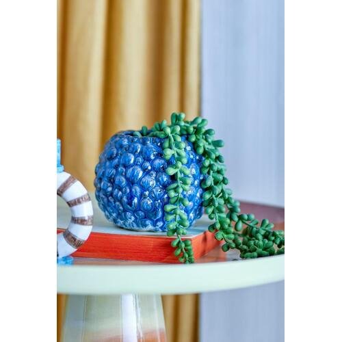 Faktūrinis keraminis vazonas, mėlynas 1