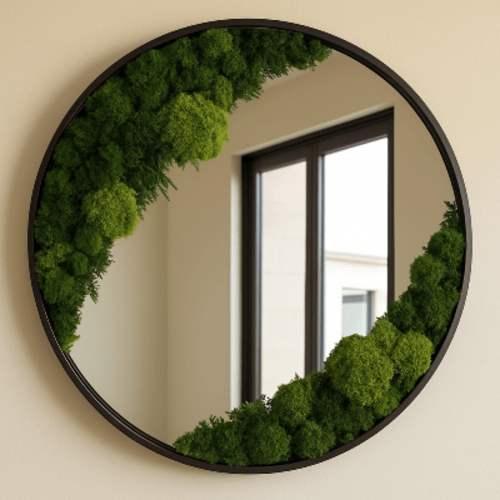 Apvalus veidrodis su stabilizuotomis samanomis