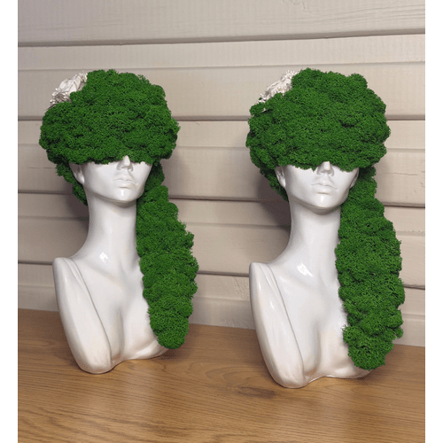 Stabilizuotų samanų dekoracija "Balta panelė"