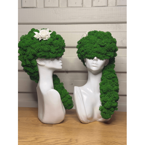 Stabilizuotų samanų dekoracija "Balta panelė" 10