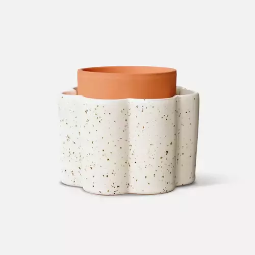 Augalus drėkinantis vazonas, baltas taškuotas