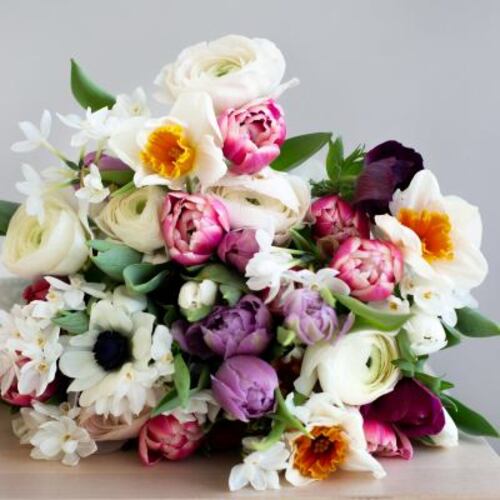 Sezoninių gėlių puokštė