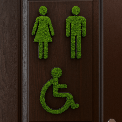 WC ženklelis su stabilizuotomis samanomis