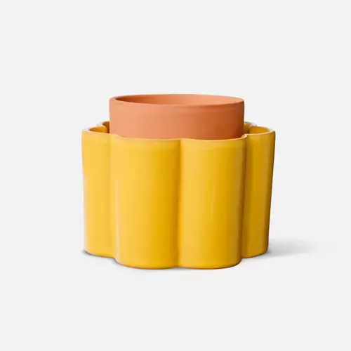 Augalus drėkinantis vazonas, geltonas