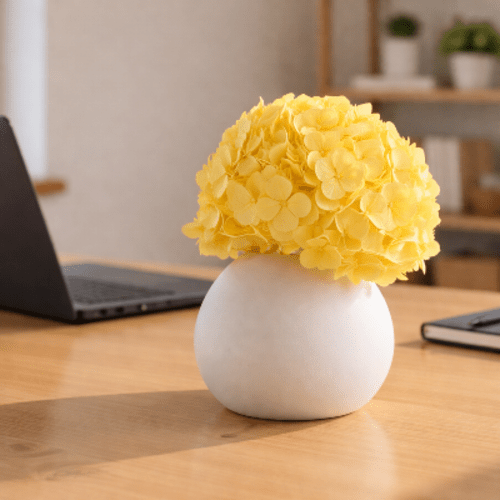 Stabilizuota hortenzijos šakelė, geltona